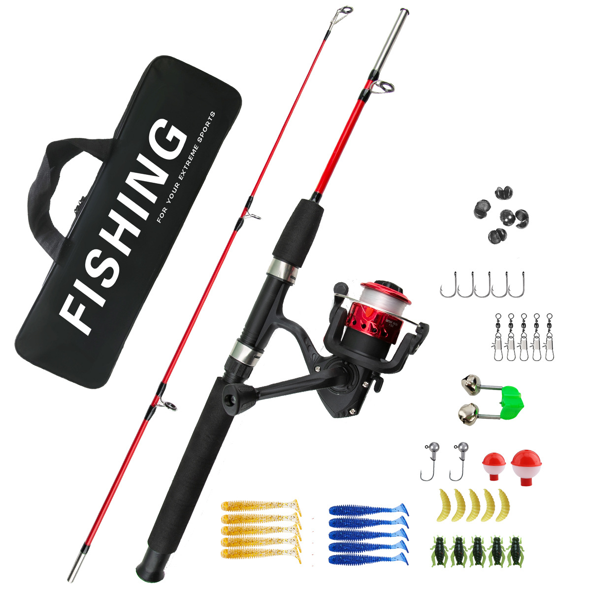 Fishing Rod Ice - 초보자용 2단 아이스 낚싯대 콤보, 장거리